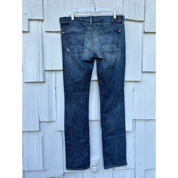 7 for all Mankind‎ Blue Straight Leg Denim Jeans Cotton Blend Stretch Size 29 - Picture 6 of 10